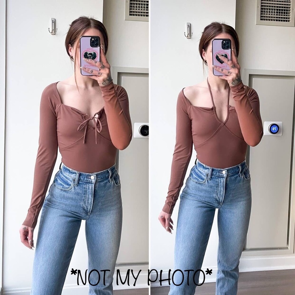 NWT Abercrombie seamless long sleeve cinched front bodysuit